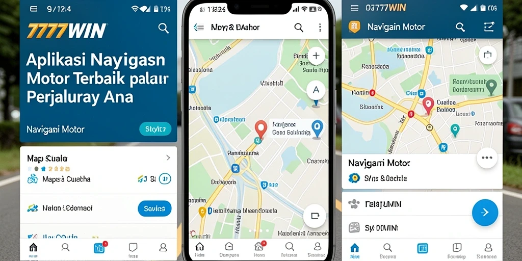 Antarmuka intuitif aplikasi Navigasi Motor 777WIN yang memudahkan pengguna.