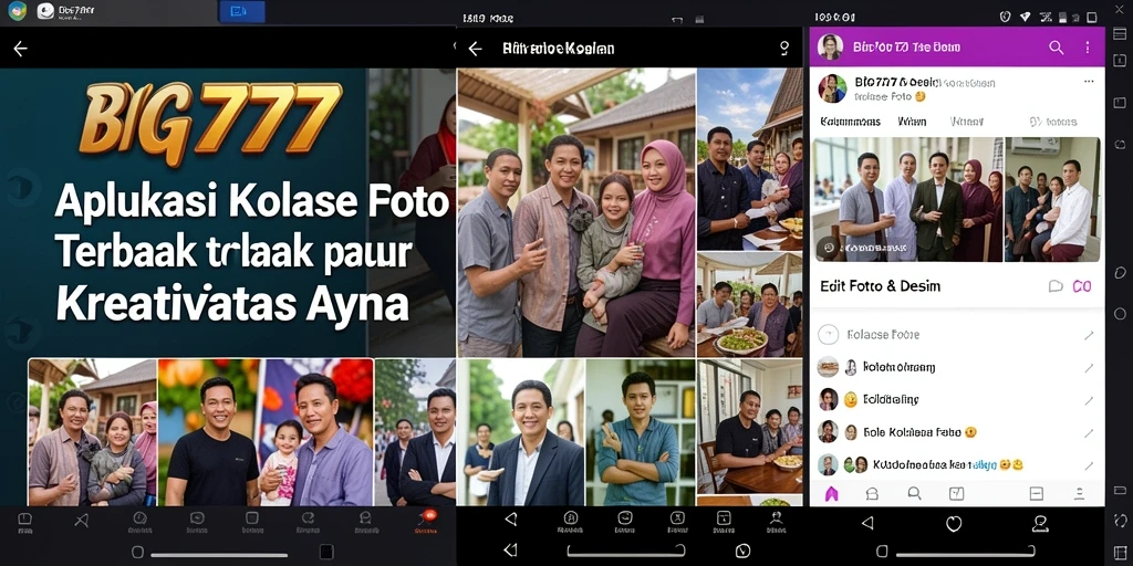 Antarmuka pengguna aplikasi Kolase Foto BIG777 yang intuitif dan menarik.
