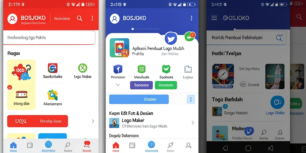 Screenshot utama BOSJOKO menampilkan antarmuka pengguna yang intuitif dan fitur Logo Maker.