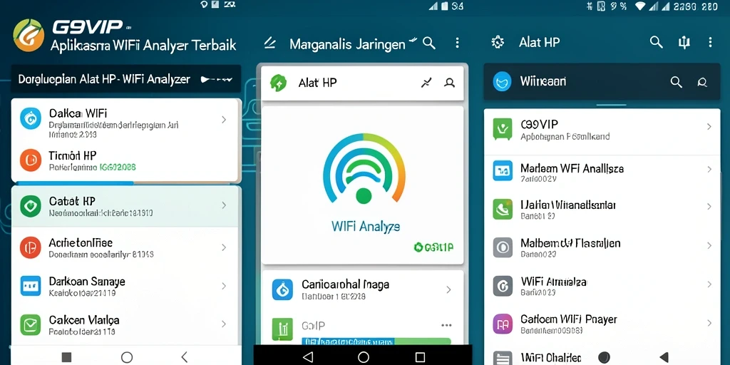Tampilan antarmuka G9VIP yang modern dan informatif untuk WiFi Analyzer.