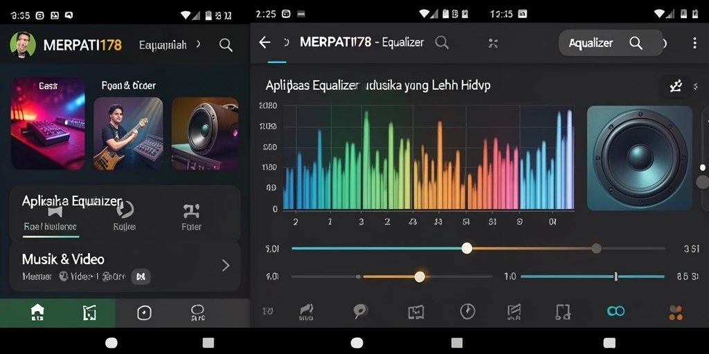 Tampilan antarmuka aplikasi MERPATI178 dengan fitur Equalizer yang mudah diakses.