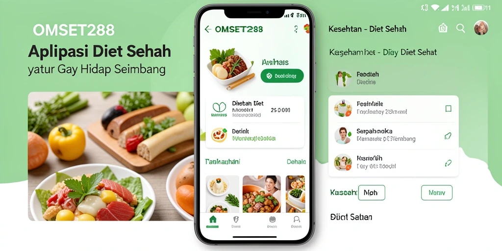 Antarmuka aplikasi OMSET288 yang intuitif dan menarik untuk diet sehat.