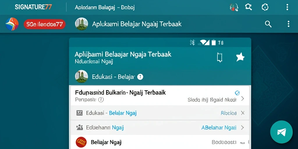Antarmuka aplikasi SIGNATURE77 yang menarik untuk belajar ngaji.