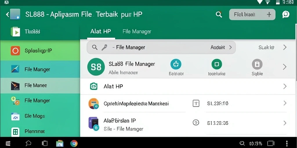 Antarmuka bersih dan fungsional dari aplikasi File Manager SL888.