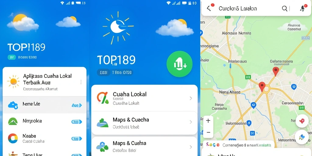 Tampilan utama aplikasi TOPI189 dengan informasi cuaca terkini.